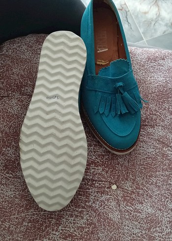 36 Beden turkuaz Renk Püsküllü Turkuaz Kız Çocuk Loafer