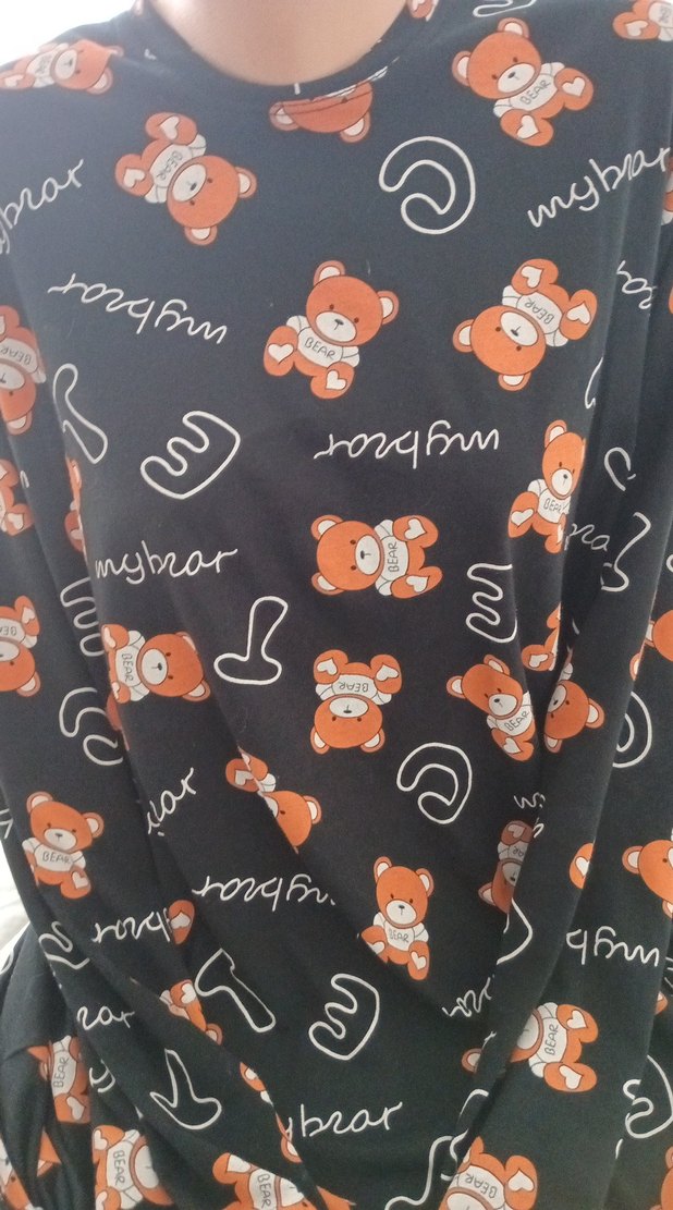 Kapüşonlu Baskılı Siyah Hamile Pijama Takımı - Görsel 5