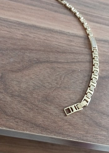 Zincir Detaylı Parlak Altın Kadın Bileklik - Görsel 5