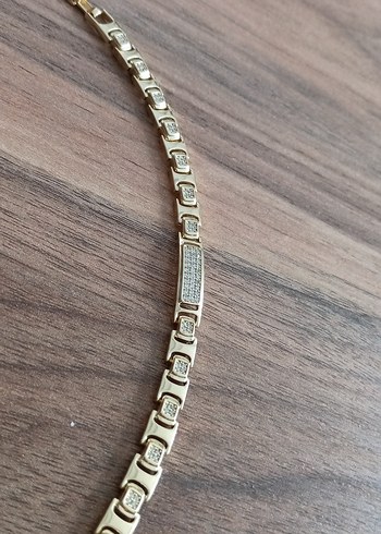 Zincir Detaylı Parlak Altın Kadın Bileklik - Görsel 7