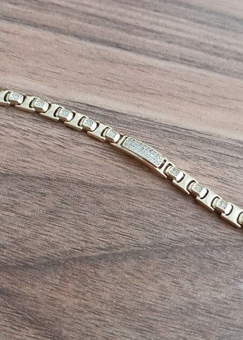 Zincir Detaylı Parlak Altın Kadın Bileklik - Görsel 2