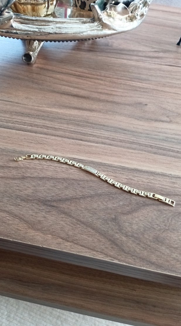 Zincir Detaylı Parlak Altın Kadın Bileklik - Görsel 3