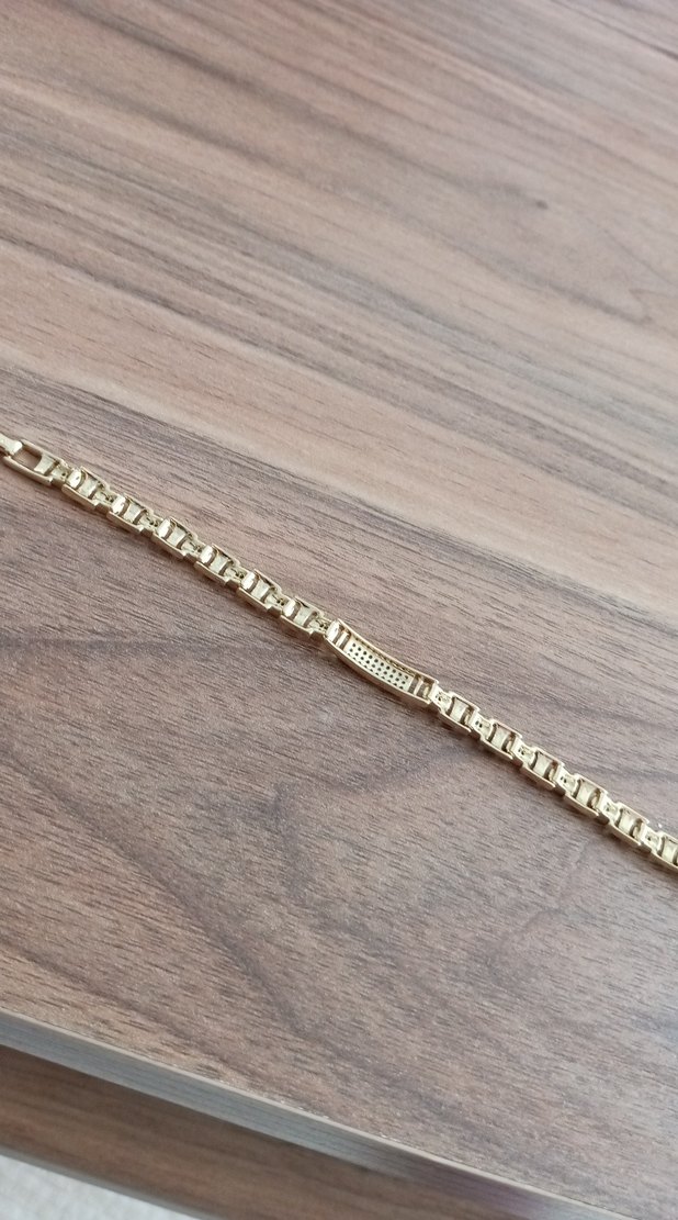 Zincir Detaylı Parlak Altın Kadın Bileklik - Görsel 4