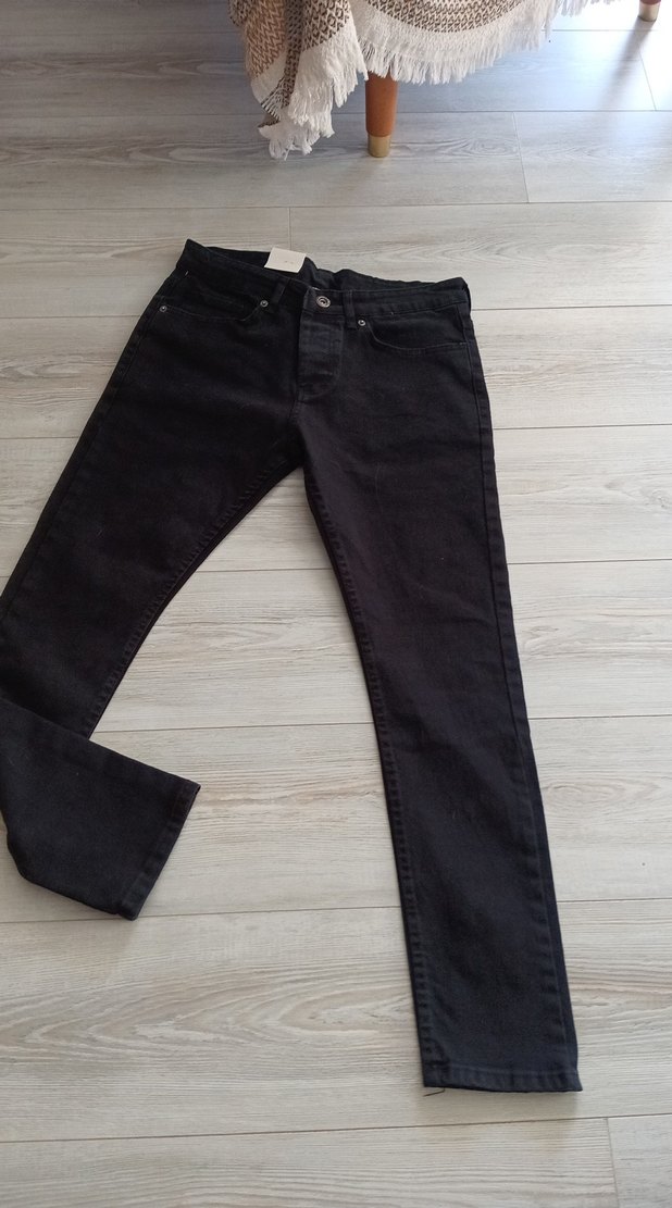 Gri Midi Kot Pantolon Yırtmaçlı - Görsel 3