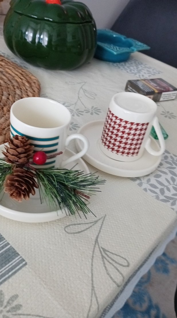 Çizgili ve Kareli Desenli Beyaz fincan tane  fiyati - Görsel 3