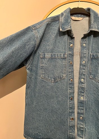 Kadın Mavi Düğmeli Denim Ceket - Görsel 3