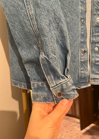 Kadın Mavi Düğmeli Denim Ceket - Görsel 4