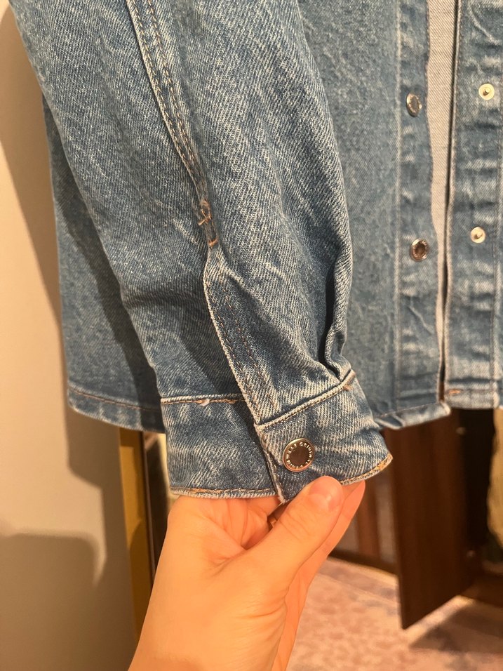 Kadın Mavi Düğmeli Denim Ceket - Görsel 4