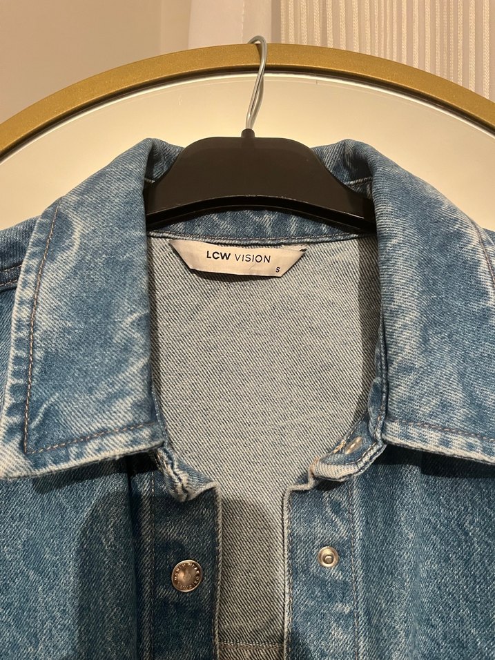 Kadın Mavi Düğmeli Denim Ceket - Görsel 2