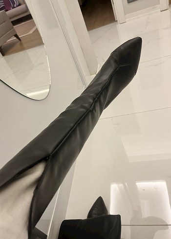 Siyah Deri İnce Topuklu çizme - Görsel 2