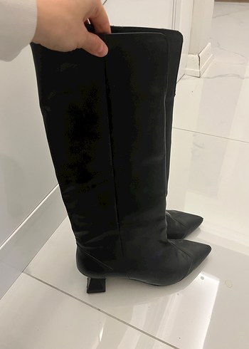 Siyah Deri İnce Topuklu çizme - Görsel 4