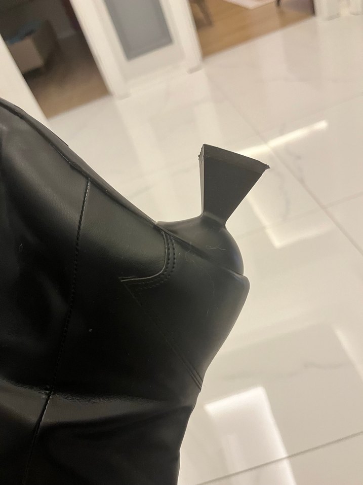 Siyah Deri İnce Topuklu çizme - Görsel 5