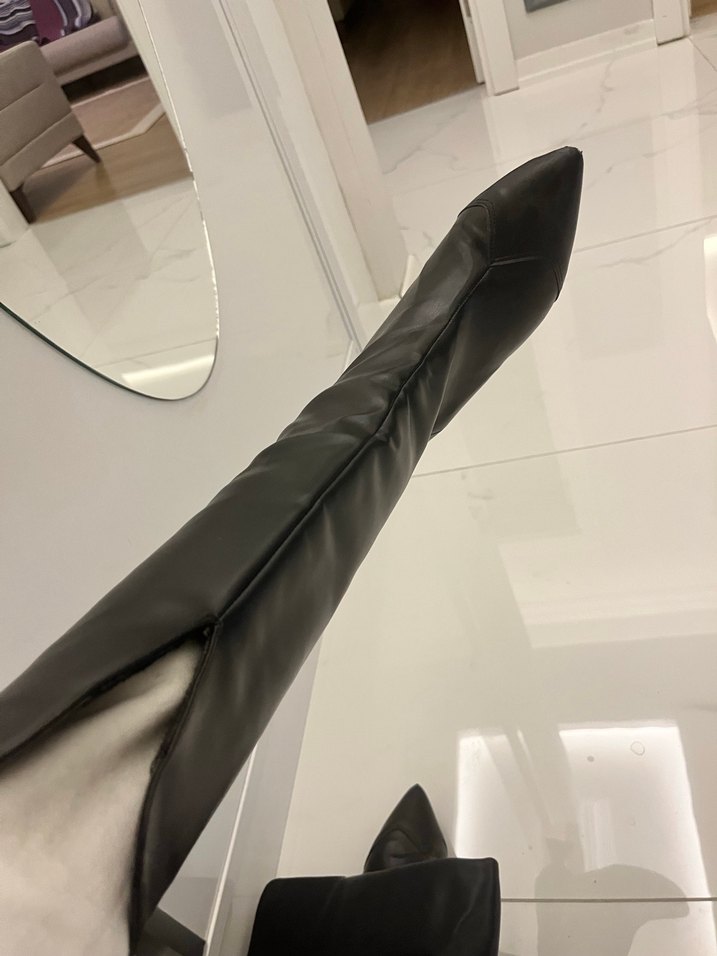 Siyah Deri İnce Topuklu çizme - Görsel 2