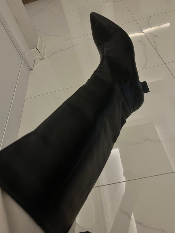 Siyah Deri İnce Topuklu çizme - Görsel 3