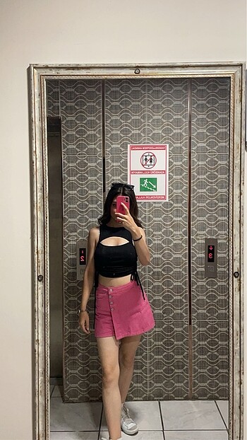 Trendyol & Milla trendyolmilla pembe kot şort etek
