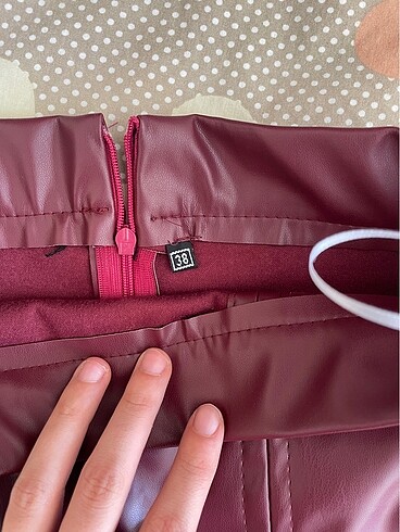 Zara bordo deri etek mini