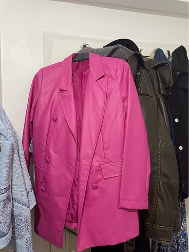 pembe deri blazer milla