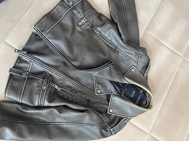 l Beden haki Renk Pull&Bear Deri Ceket
