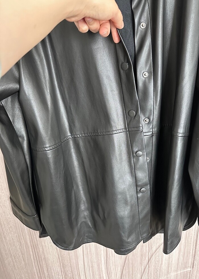 Paul Mark Siyah Deri Gömlek - Görsel 2