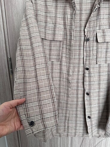 Zara marka keten gömlek/ceket - Görsel 3