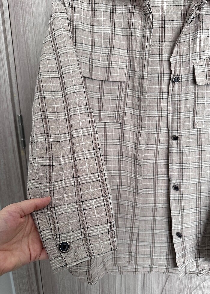 Zara marka keten gömlek/ceket - Görsel 3