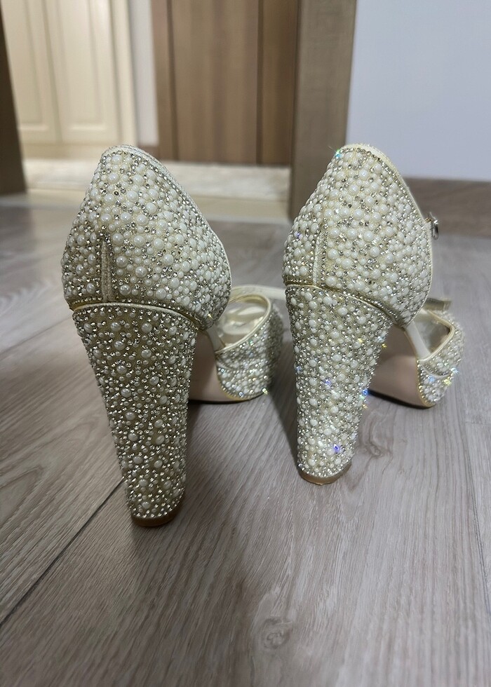Gelinlik Ayakkabısı inci işlemeli - Görsel 4