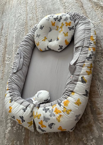 Gri Kelebek Desenli Bebek Uyku Yatağı - Görsel 4