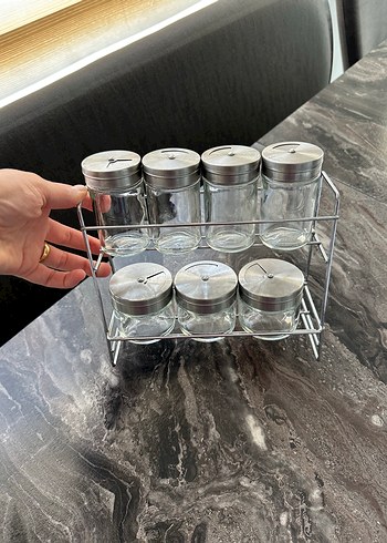 Karaca Gri Cam Baharatlık Seti Metal Standlı - Görsel 2