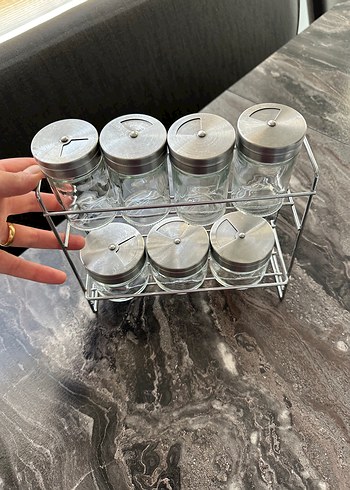 Karaca Gri Cam Baharatlık Seti Metal Standlı - Görsel 3