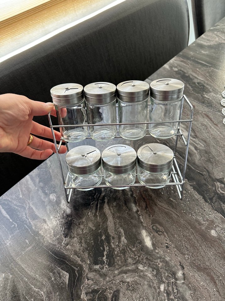 Karaca Gri Cam Baharatlık Seti Metal Standlı - Görsel 2