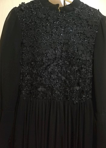 Uzun Siyah Gotik Kadın Abiye Elbise - Görsel 4