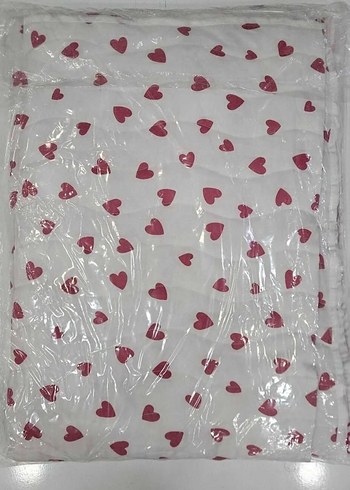 Kırmızı Kalp Desenli Beyaz Pike - Görsel 5