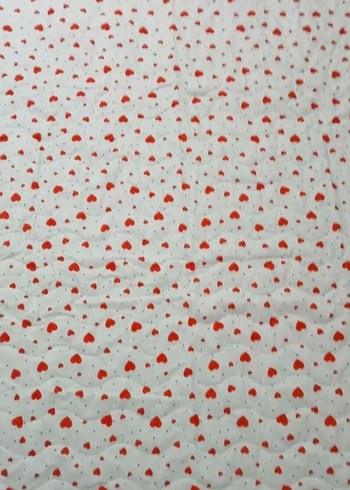 Kırmızı Kalp Desenli Beyaz Pike - Görsel 4