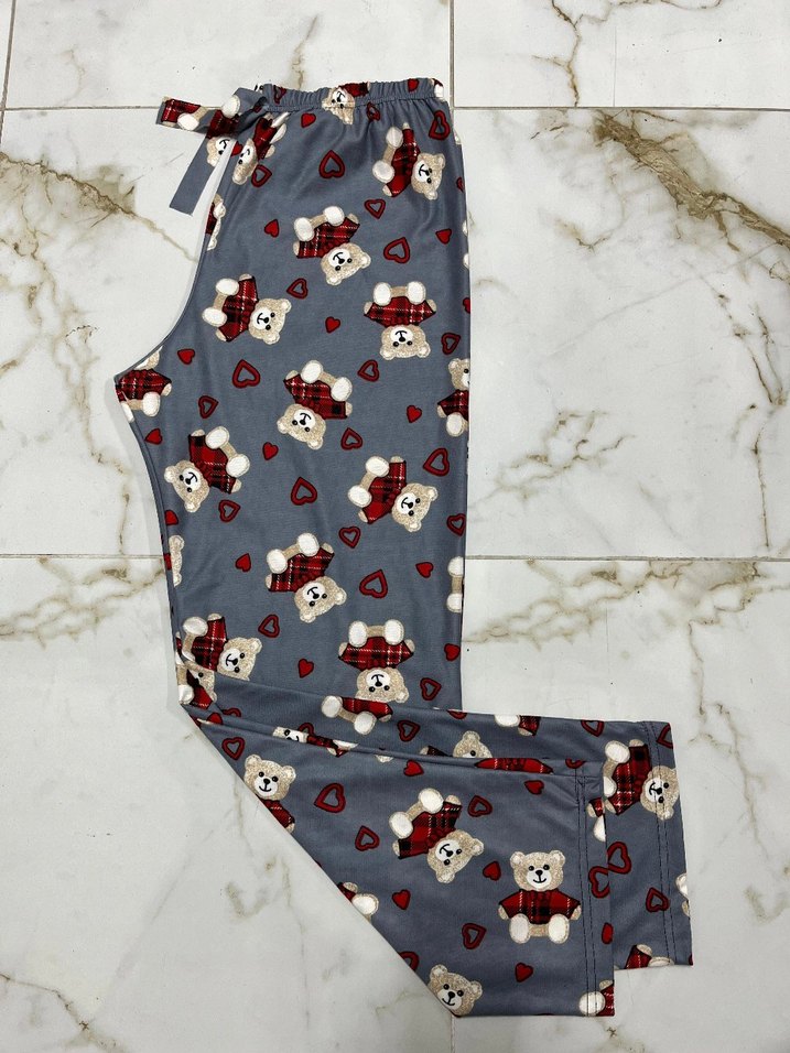 Gri Baskılı Rahat Kadın Pijama Altı - Görsel 2