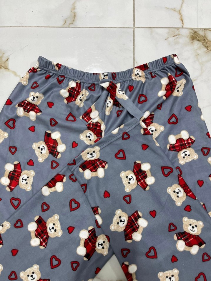 Gri Baskılı Rahat Kadın Pijama Altı - Görsel 3