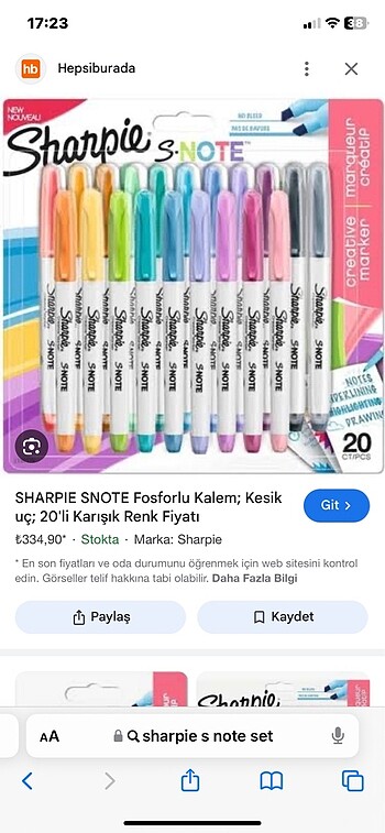  Beden Renk Sharpie kalem