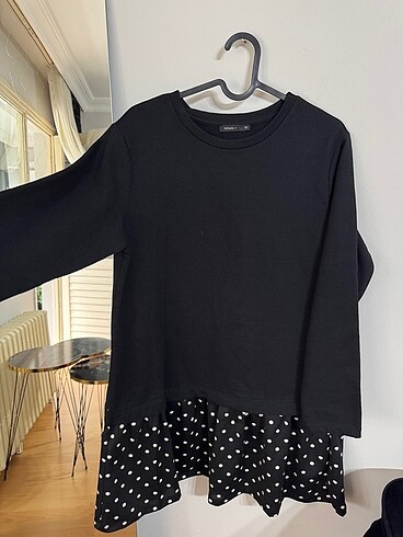 xs Beden Puantiye detaylı sweat elbise