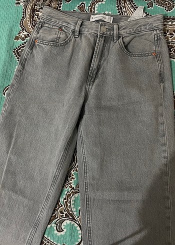 Stradivarius STRADİVARİUS D96 Gri Regular Fit Bağcıklı Denim Pantolon