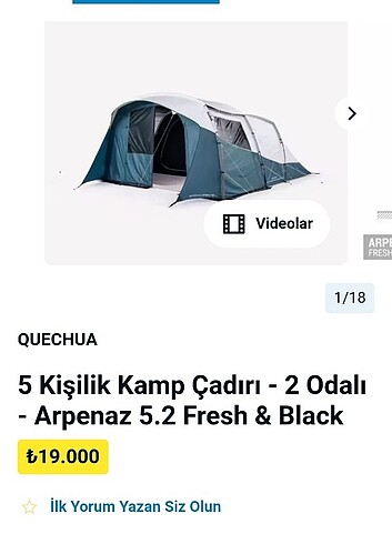 5 Kişilik Kamp Çadırı - 2 Odalı - Arpenaz 5.2 Fresh & Black 