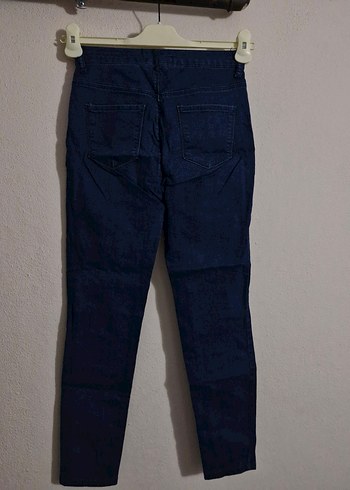 Düğmeli Lacivert Kadın Kot Pantolon - Görsel 5