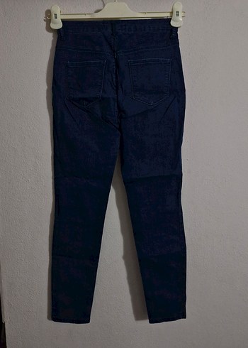 Düğmeli Lacivert Kadın Kot Pantolon - Görsel 6