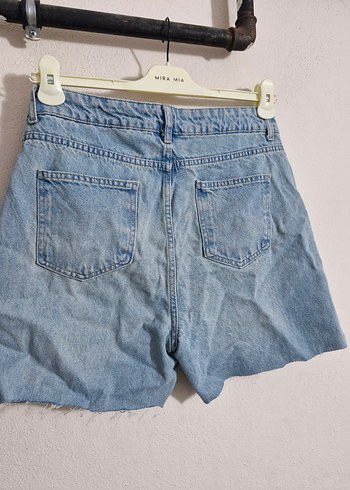 Kadın Mavi Bol Kesim Mini Denim Şort - Görsel 5