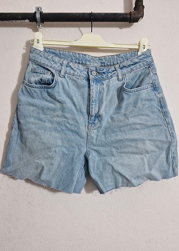 Kadın Mavi Bol Kesim Mini Denim Şort - Görsel 3