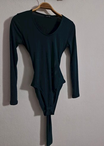 Uzun Kollu V Yaka Yeşil Kadın Body çıtçıtlı - Görsel 7