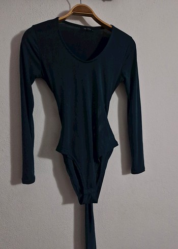 Uzun Kollu V Yaka Yeşil Kadın Body çıtçıtlı - Görsel 9