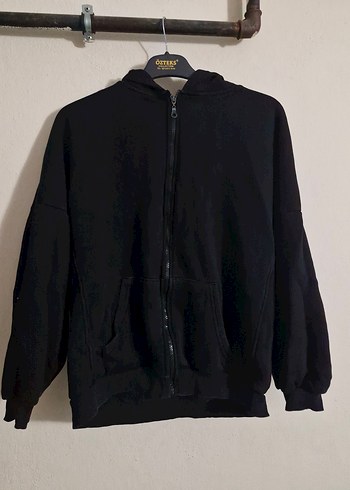 Siyah Kapüşonlu Fermuarlı Kadın Ceket - Görsel 2