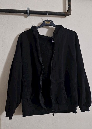 Siyah Kapüşonlu Fermuarlı Kadın Ceket - Görsel 3