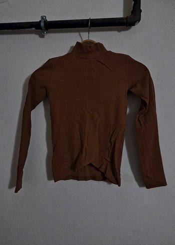 Kahverengi Kadın Boğazlı İnce Triko - Görsel 2