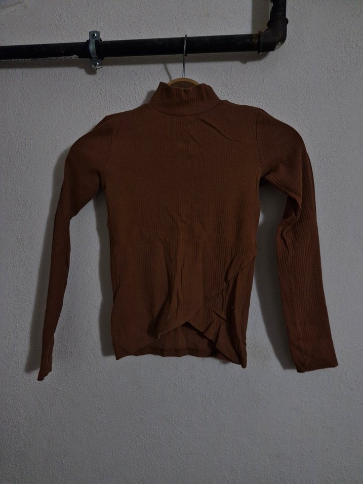 Kahverengi Kadın Boğazlı İnce Triko - Görsel 2