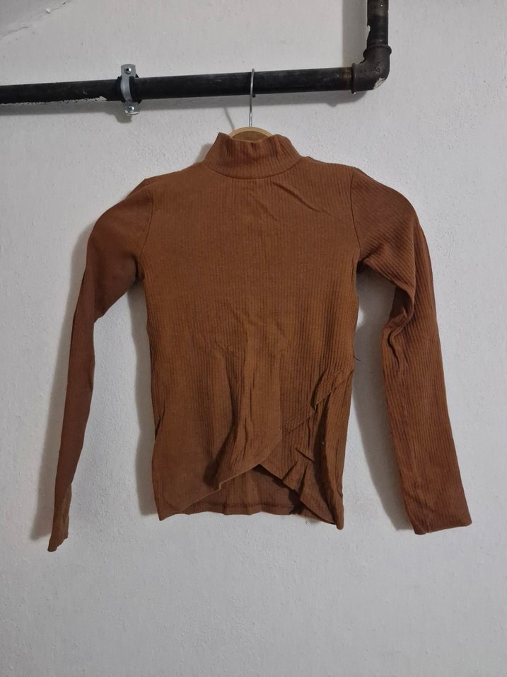 Kahverengi Kadın Boğazlı İnce Triko - Görsel 3